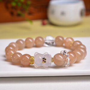 White Agate 10mm Single-Wrap Bracelet - AC-129