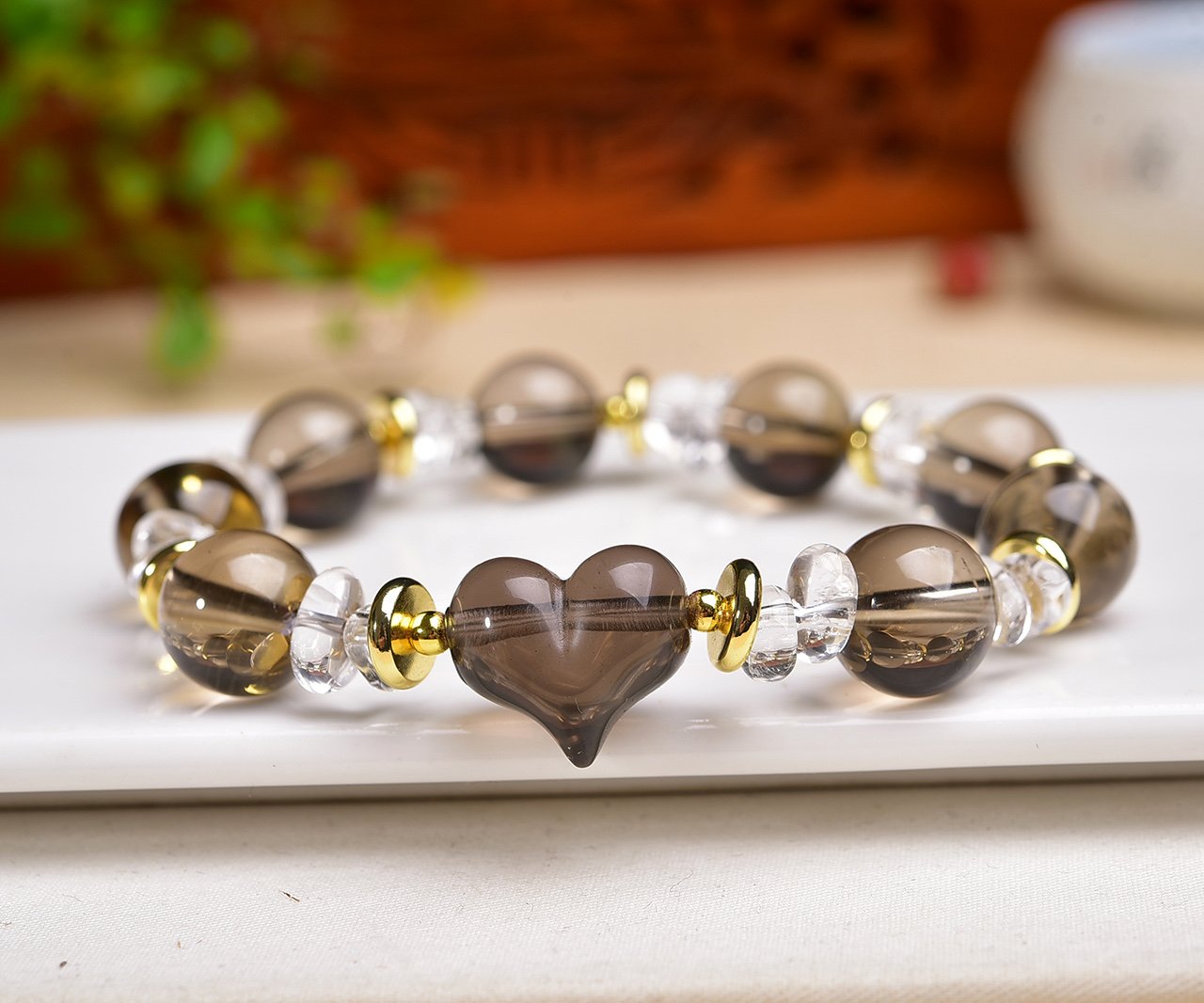 Clear Quartz 12mm Single-Wrap Bracelet - AC-095