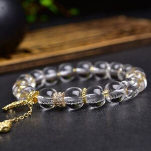 Clear Quartz 10mm Single-Wrap Bracelet - AC-090