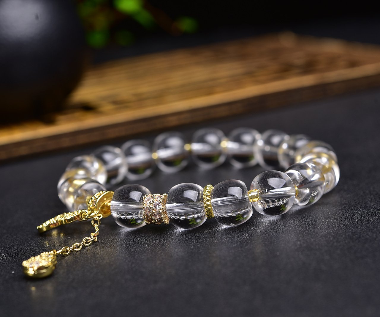 Clear Quartz 10mm Single-Wrap Bracelet - AC-090