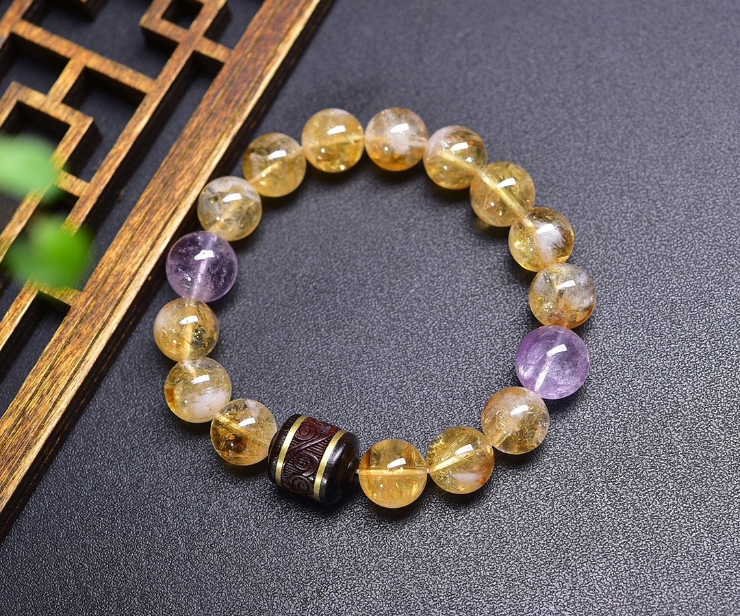 Citrine 15mm Single-Wrap Bracelet - AC-107
