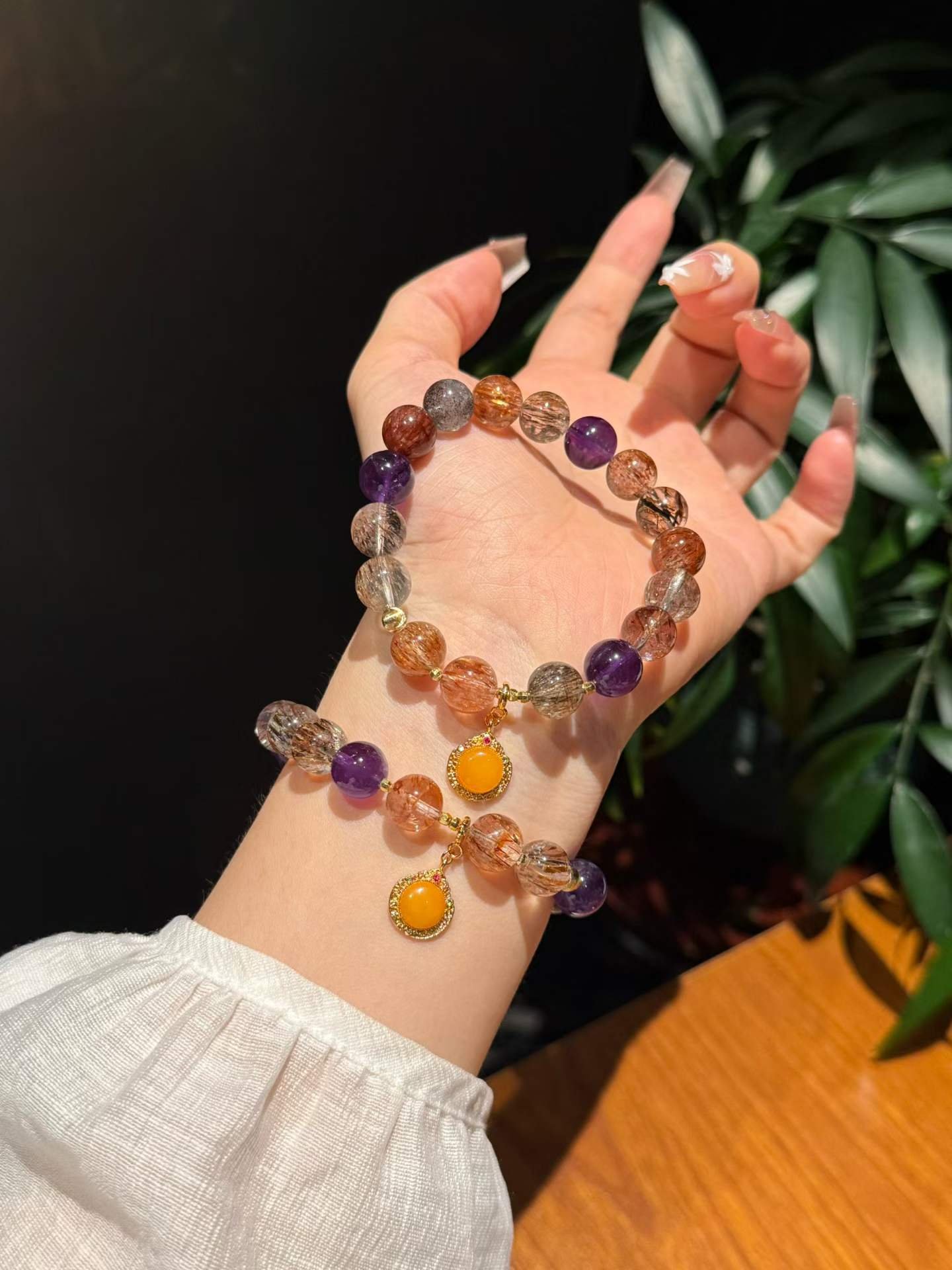 Clear Quartz 10mm Single-Wrap Bracelet - AC-090