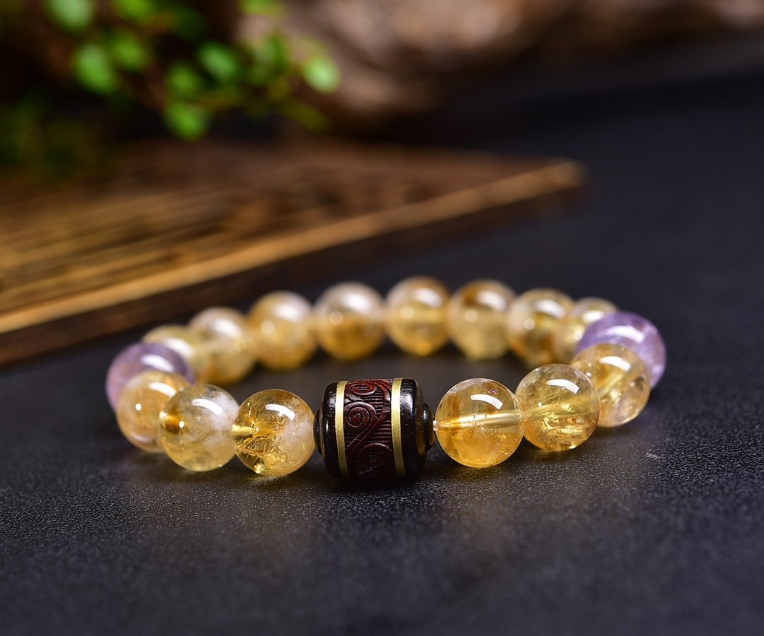 Citrine 15mm Single-Wrap Bracelet - AC-107 - Image 2