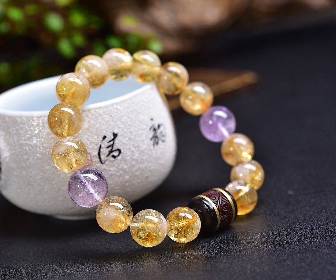 Citrine 15mm Single-Wrap Bracelet - AC-107 - Image 4